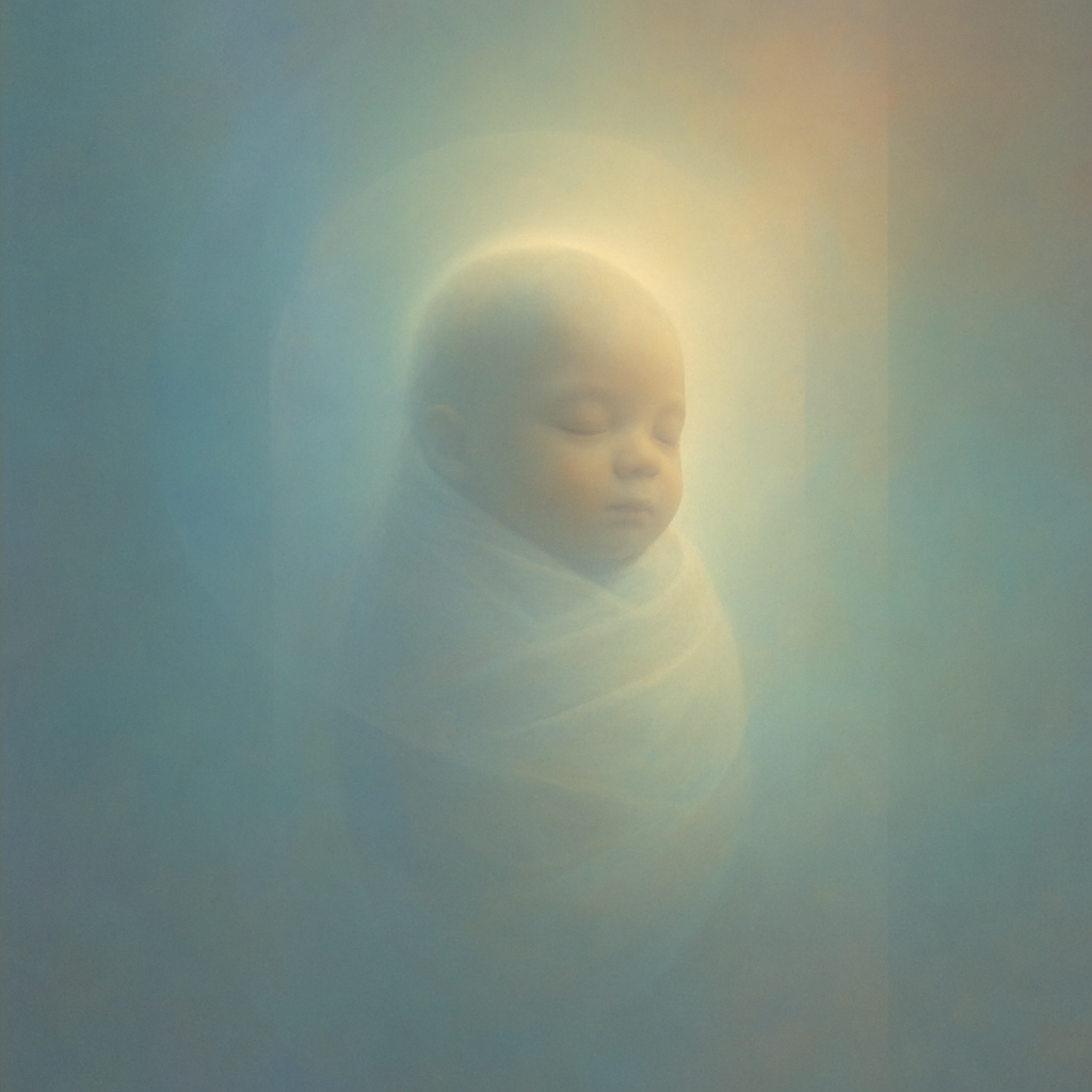 Olive skinned Baby in swaddling cloths