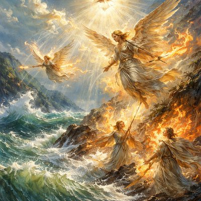 “Who makes his angels spirits, and his ministers a flaming fire.” (Psalms 104:4, Brenton)
