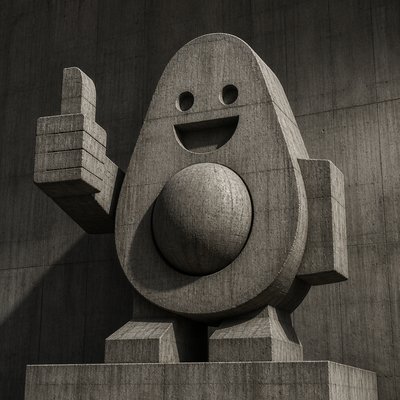 a happy avocado character giving a thumbs up, bold readable design on a plain background, no text