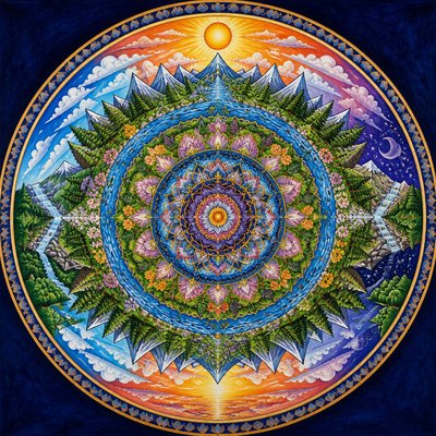 wide landscape with natural scenery — Mandala Art Style