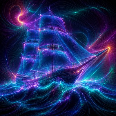 sailing ship on a stormy sea
