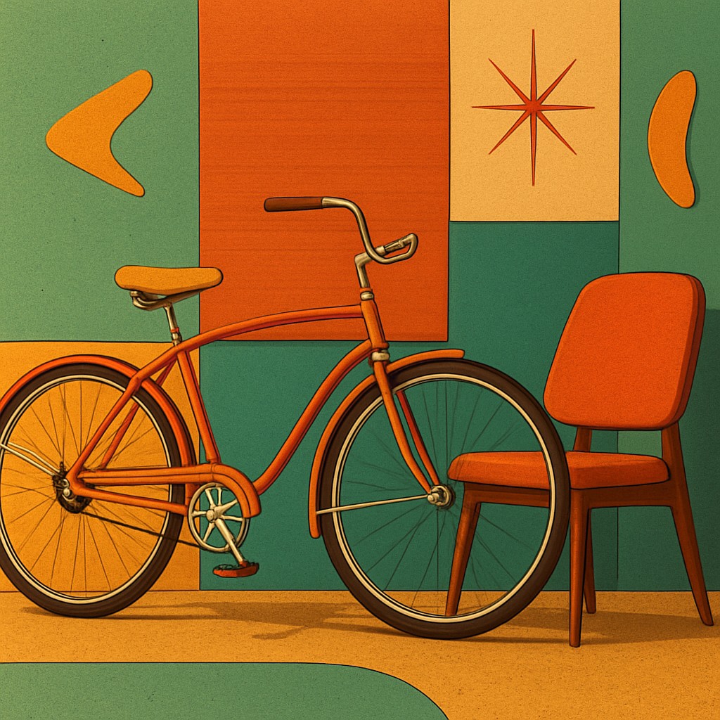 bicyle resting against a wall