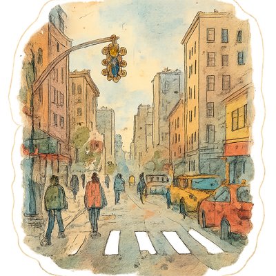 urban street with city activity