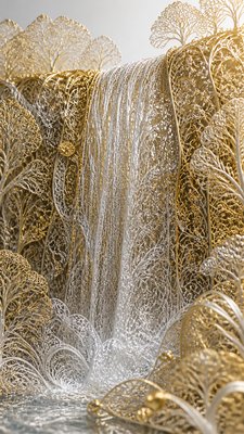 towering waterfall cascading down a cliff