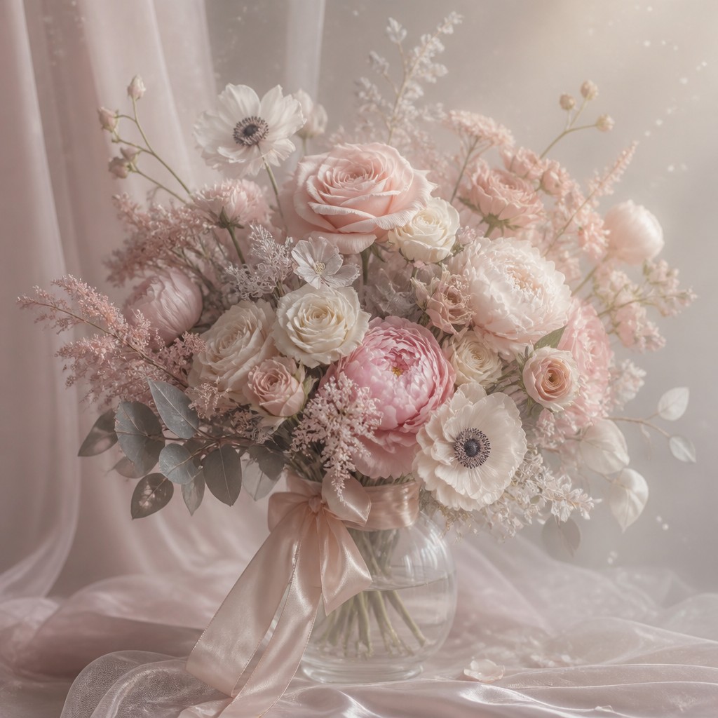 bouquet of flowers in a glass vase — Balletcore Aesthetic