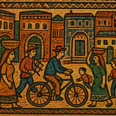 urban street with city activity