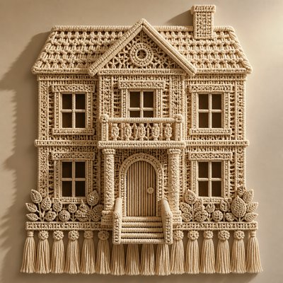 house with front view — Macrame Art Style