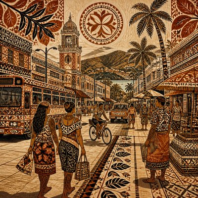 urban street with city activity