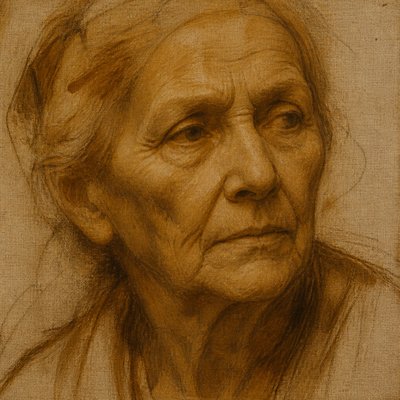 close-up portrait of an elderly person with expressive weathered features