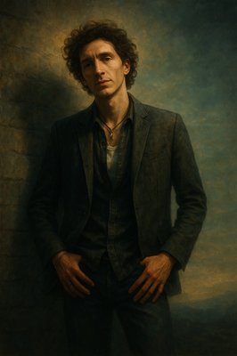 a painting of a man in a suit posing for a picture