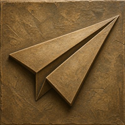 a paper plane, clean minimal composition on a plain background, no text