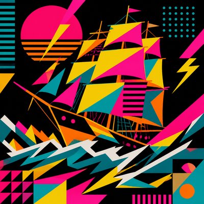 sailing ship on a stormy sea