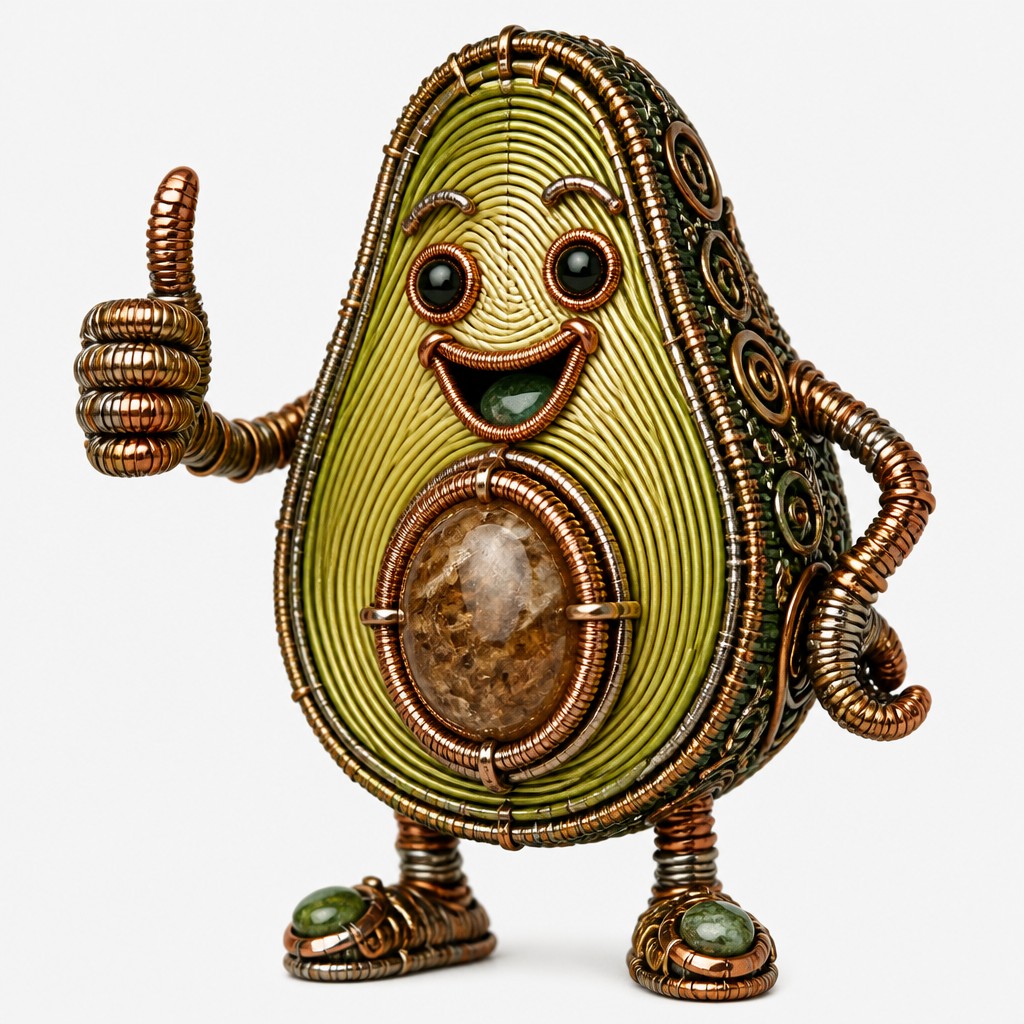 a happy avocado character giving a thumbs up, bold readable design on a plain background, no text