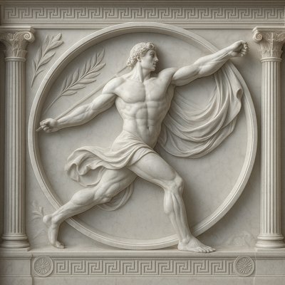 a statue of a man in a circle