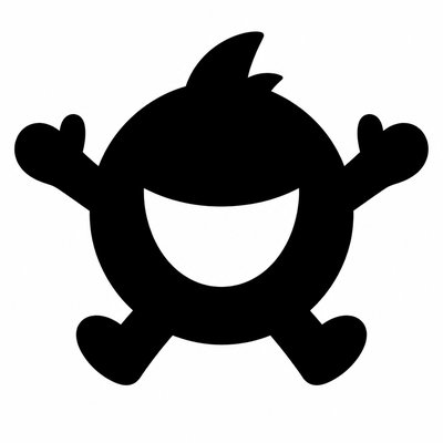 an exaggerated laughing face of an original round mascot character, bold and readable at small size, plain background, no text