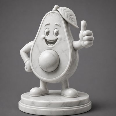a happy avocado character giving a thumbs up, bold readable design on a plain background, no text