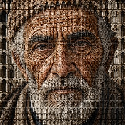 close-up portrait of an elderly person with expressive weathered features
