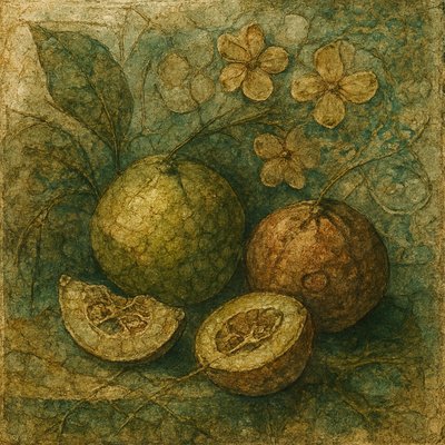 still life arrangement of fruits and flowers