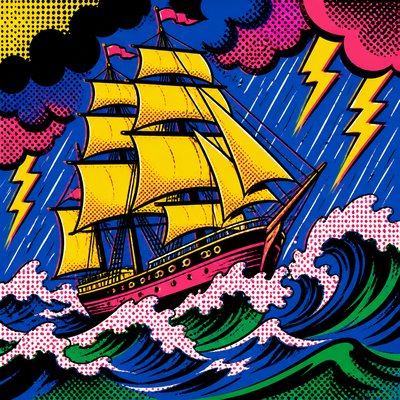 sailing ship on a stormy sea