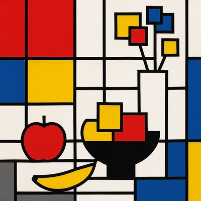 still life arrangement of fruits and flowers