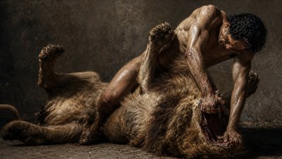 a man that is laying down on the ground