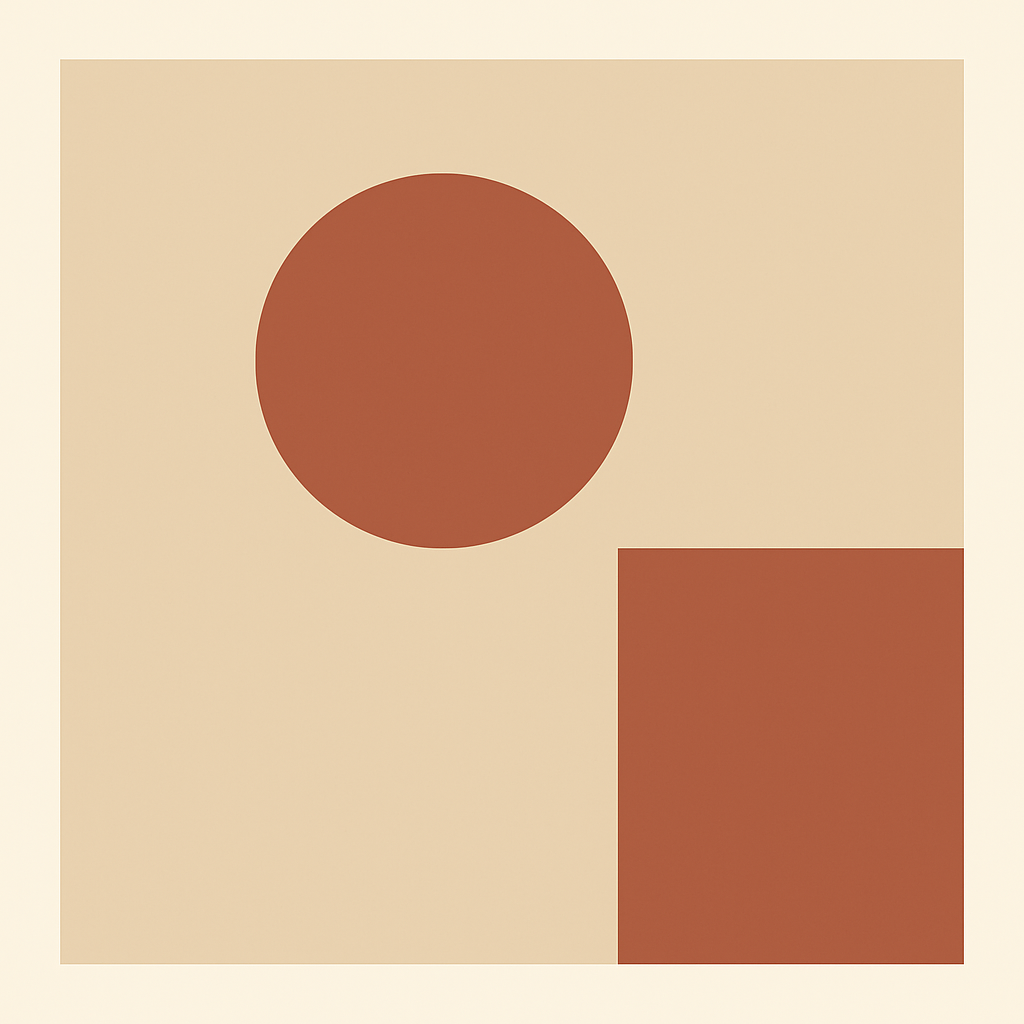 a square with a brown circle on it