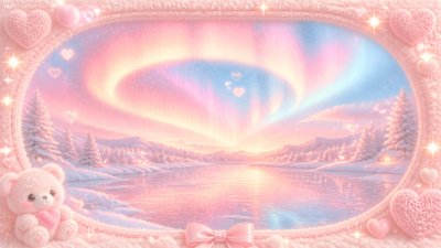 a sweeping aurora over a frozen lake, no people