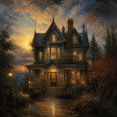 house with front view — Neo-Romanticism Art Style