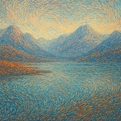 serene landscape with mountains and water