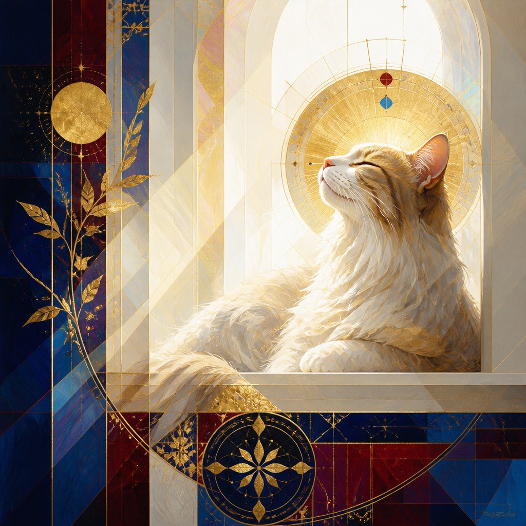 a cat lounging in a sunlit window