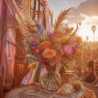 bouquet of flowers in a glass vase