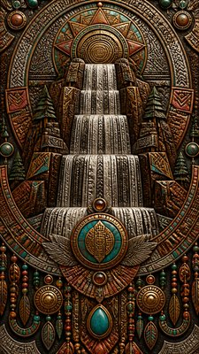 towering waterfall cascading down a cliff