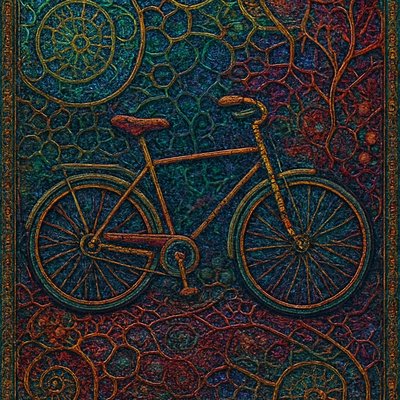 bicyle resting against a wall