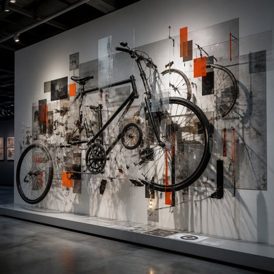 bicyle resting against a wall