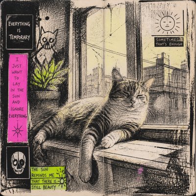 a cat lounging in a sunlit window