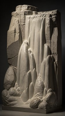 towering waterfall cascading down a cliff