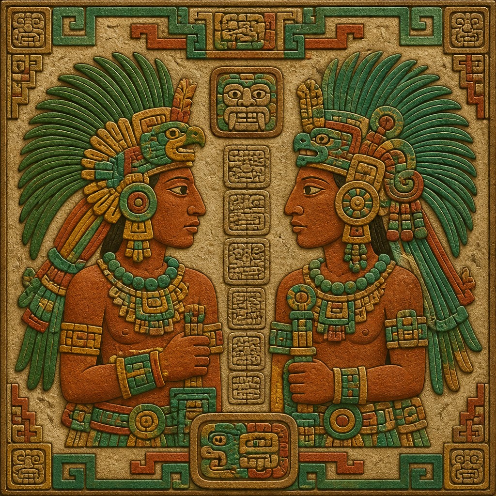 portrait of two people together — Pre-Columbian Art Style