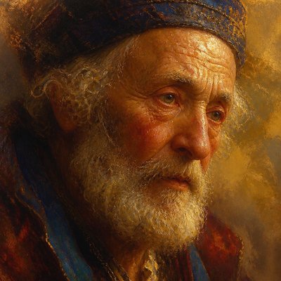 close-up portrait of an elderly person with expressive weathered features