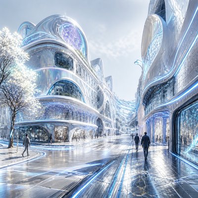 Futuristic Architecture Art Style Transfer Example
