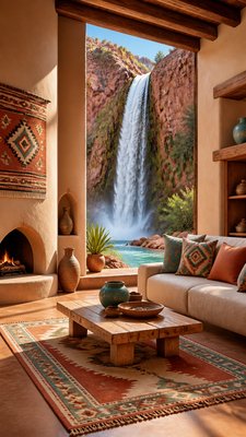 towering waterfall cascading down a cliff