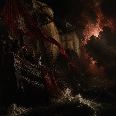 sailing ship on a stormy sea