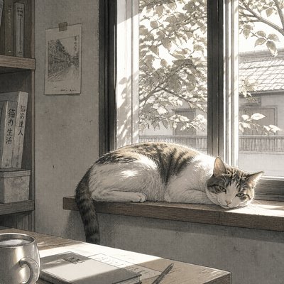 a cat lounging in a sunlit window
