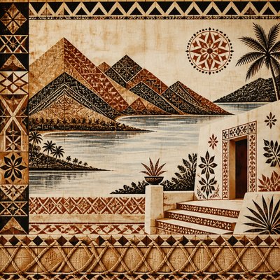 serene landscape with mountains and water
