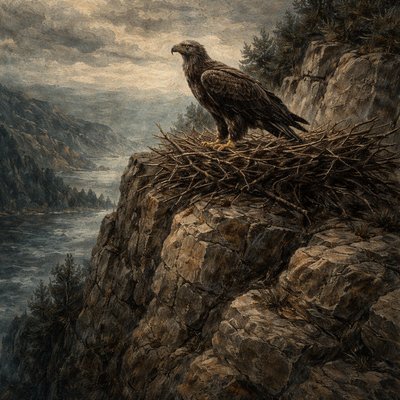 “Doth the eagle mount up at thy command, and make her nest on high? She dwelleth and abideth on the rock, upon the crag of the rock, and the strong place. From thence she seeketh the prey, and her eyes behold afar off.” (Job 39:27-29, KJV)
