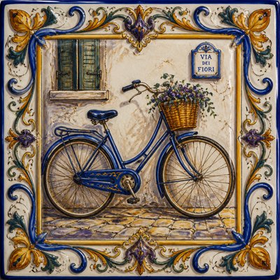 bicyle resting against a wall