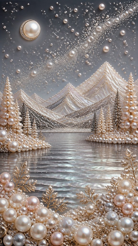 a tranquil mountain lake beneath a starry night sky, no people, no text