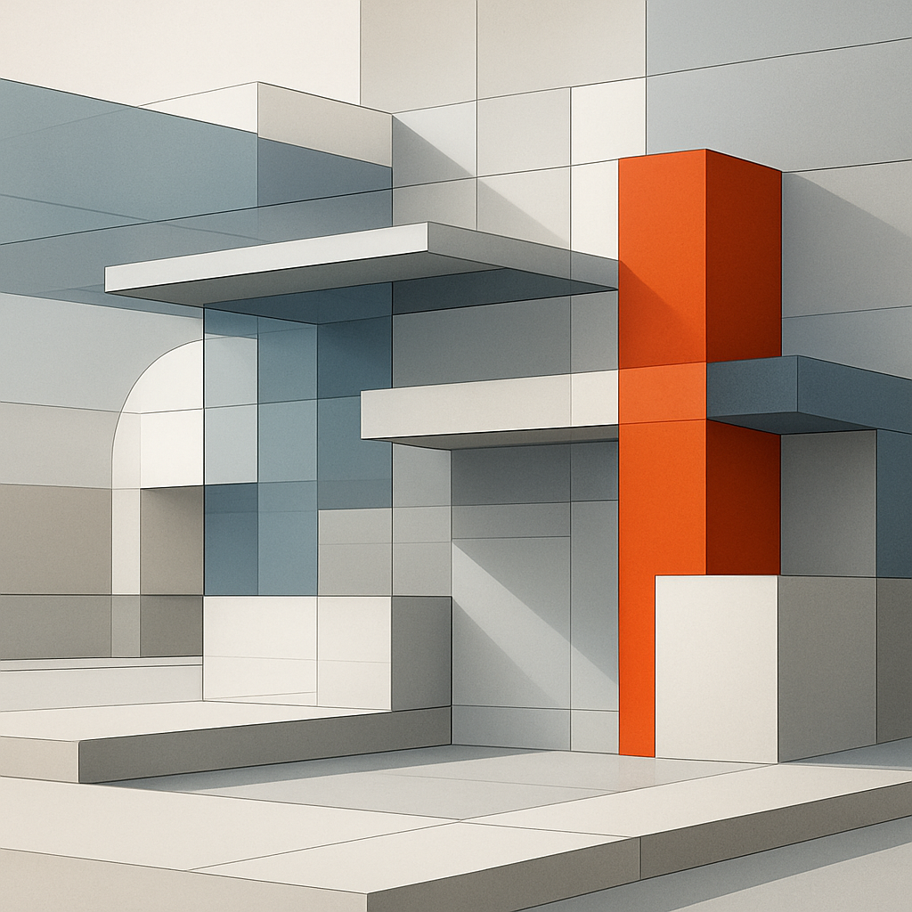 an abstract image of a red and white structure