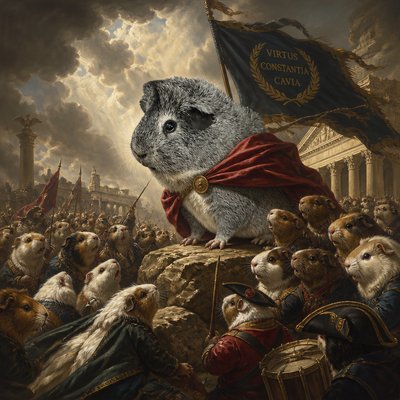 a rodent sitting on top of a rock surrounded by other animals