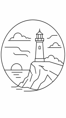 a lone lighthouse on a cliff at dusk under a dramatic sky, no text or lettering