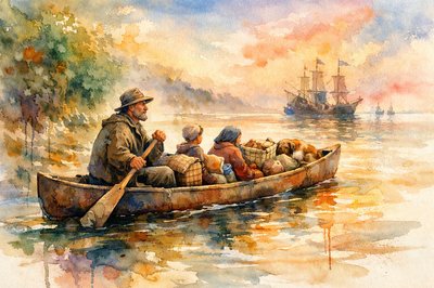 So, you look at those captains and then at yourself
and you wonder: “Why them, and not me?”
As you paddle along in your pitiful state,
a canoe you hope no one will see.
But there’s just enough room for those trusted to you
for safe passage, provisions, and tare.
So, you keep to yourself, and you follow the shore,
making passage for those in your care.
